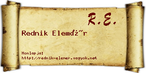Rednik Elemér névjegykártya